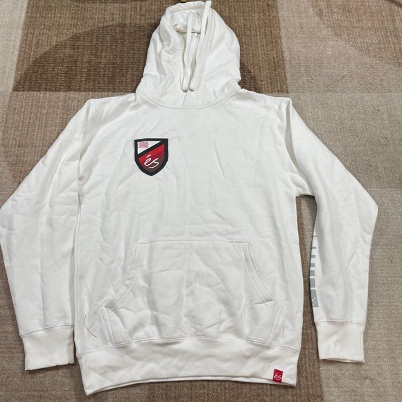 NEW Es SKATEBOARDING WHITE HOODIE SZ MEDIUM M - Picture 1 of 6